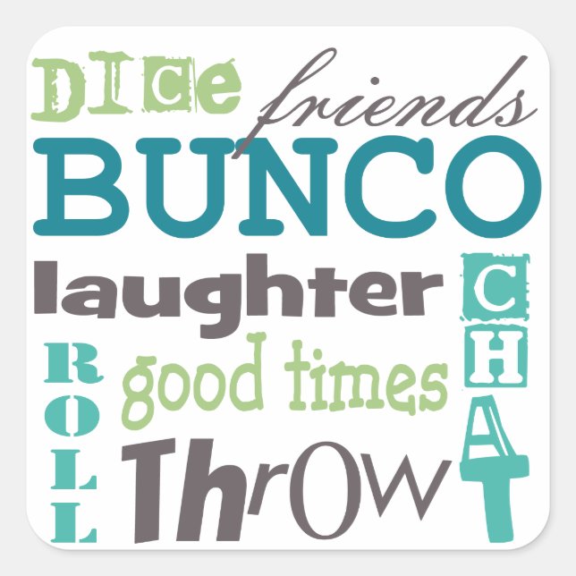 Bunco Fun Girls Night Out Party Quadratischer Aufkleber (Vorderseite)