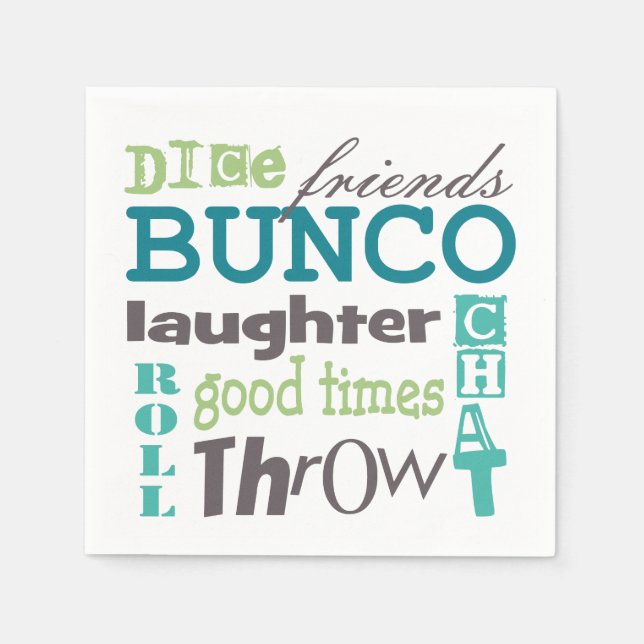 Bunco Fun TYpography Words Serviette (Vorderseite)