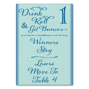 Bunco Funny Drink & Roll Table Card Nr. 1 von 4 Tischnummer