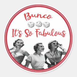 Bunco Funny Retro Lady Players Runder Aufkleber