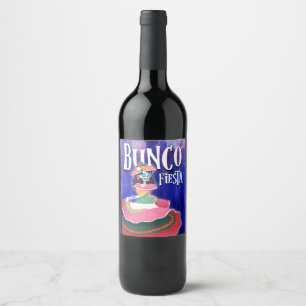 Bunco Game Night Fun Day of The Dead Fiesta Party Weinetikett