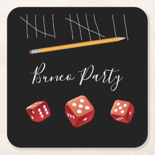 Bunco Game Night Lucky Red Dice Rechteckiger Pappuntersetzer