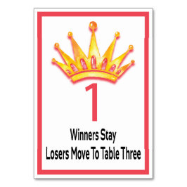 Bunco Gold Crown Table Card #1 Tischnummer