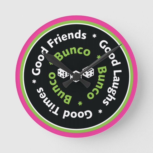 Bunco gute Freunde, gutes Lachen, gute Zeit-Uhr Runde Wanduhr (Vorderseite)
