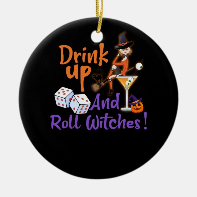 Bunco Halloween Drinup and Roll Hexen Dice Gam Keramik Ornament (Vorne)