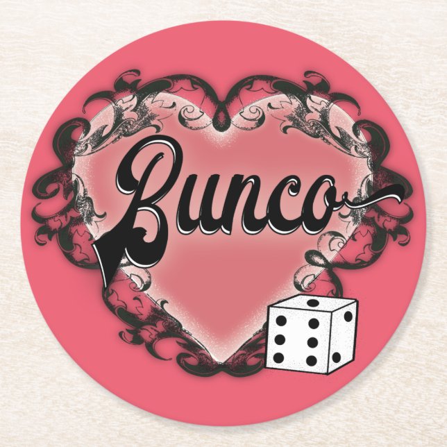 bunco Herztätowierung Runder Pappuntersetzer (Vorderseite)