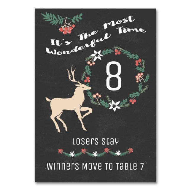 Bunco Holiday Weihnachtstisch Acht Tischnummer (Vorderseite)
