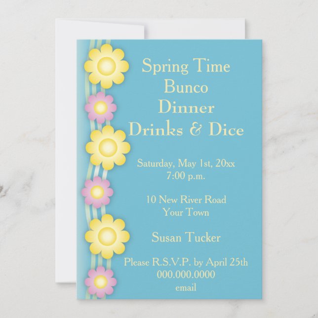 Bunco Invitation Fleurs colorées (Devant)