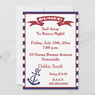 Bunco Invite - Rot, Weiß und Blau Einladung