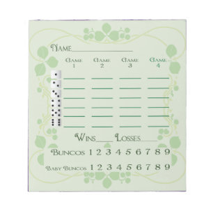 Bunco Kerbe-Auflage-März-Grün-Blumenkunst Nouvea Notizblock