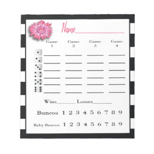 Bunco Kerbe bedeckt rosa Schwarzweiss-Blume Notizblock