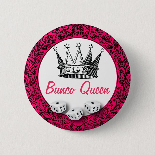 Bunco Königin-klassischer Entwurf Button (Vorderseite)