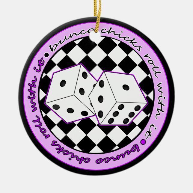 Bunco Küken-Rolle mit ihr lila - eine mit Seiten Keramik Ornament (Vorne)