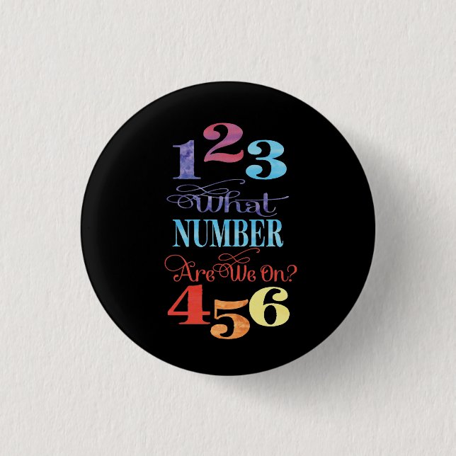 Bunco Moderne Typografie Welche Zahl haben wir? Button (Vorderseite)