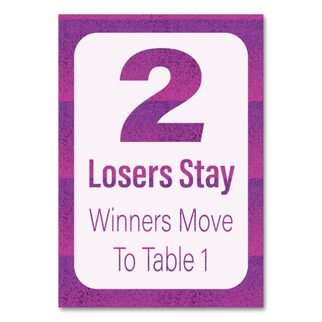 Bunco Moderner Lila Streifen Zwei Tischnummer (Rückseite)