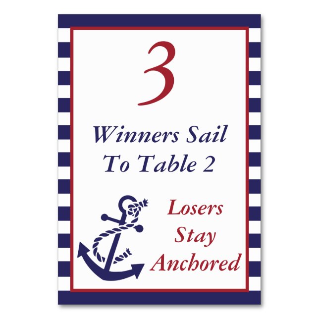 Bunco Nautical Anchor Thema #3 Tischnummer (Vorderseite)