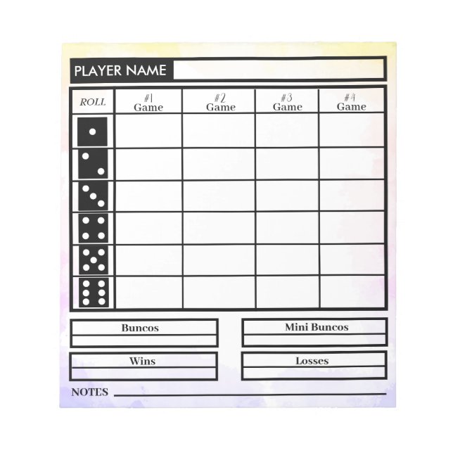 Bunco Notizblock (Vorderseite)