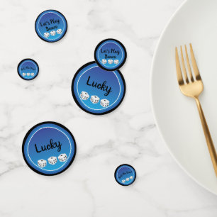 Bunco oder Bunko Lucky Dice Modern Blue Black Konfetti