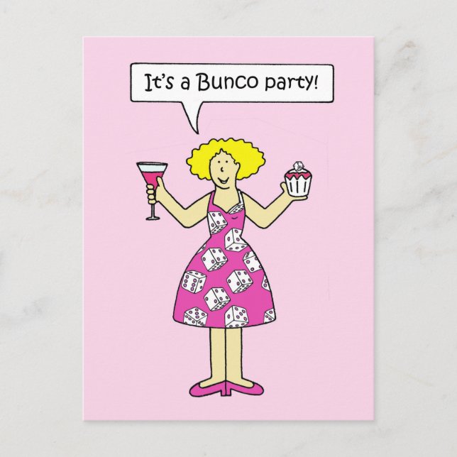 Bunco Party Invitation Dessin Lady (Devant)