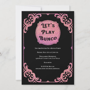 Bunco Party Pink Glitzer Glam Einladung
