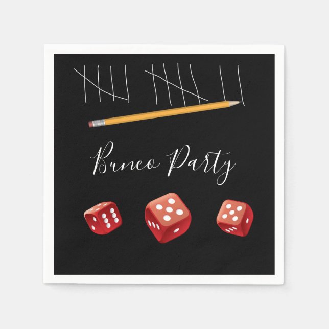Bunco Party Red Dice Serviette (Vorderseite)