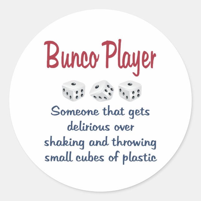 Bunco Player - Definition Runder Aufkleber (Vorderseite)