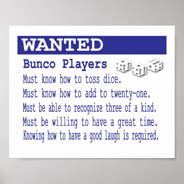 Bunco Players Poster gewollt (Vorne)