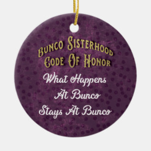 Bunco Polka-Punkt-Würfellila lustiger Sisterhood Keramik Ornament