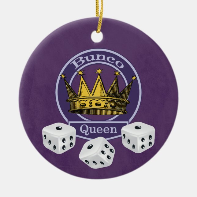 Bunco Queen Crown and Dice Keramik Ornament (Vorne)