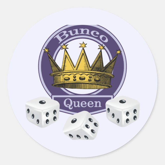 Bunco Queen Crown and Dice Runder Aufkleber (Vorderseite)