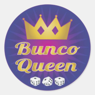 Bunco Queen Crown and Dice Runder Aufkleber