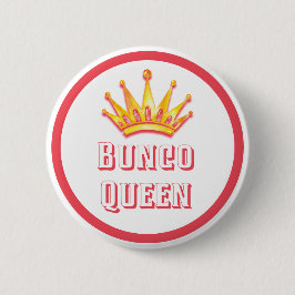Bunco Queen Gold Crown Watercolor Button