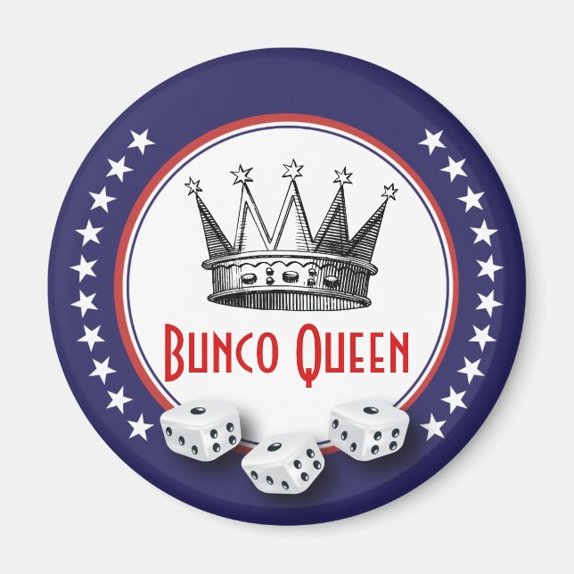 Bunco Queen Magnet rouge, blanc et bleu avec étoil (Devant)