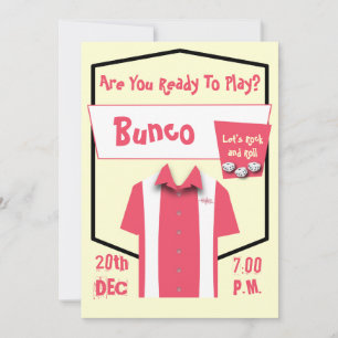 Bunco Retro Rosa Hipster Bowling Rockabilly Einladung