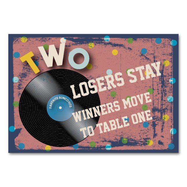 Bunco Rock and Roll Table Card #2 Tischnummer (Vorderseite)