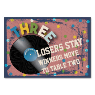 Bunco Rock and Roll Table Card #3 Tischnummer