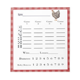 Bunco score pad - Spring Hähnchen Country Western Notizblock
