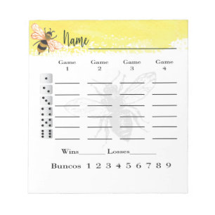 Bunco Score Sheets Bee Notizblock