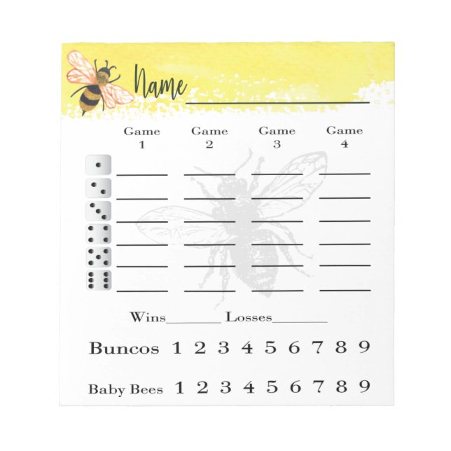Bunco Score Sheets Beet Notepad Notizblock (Vorderseite)