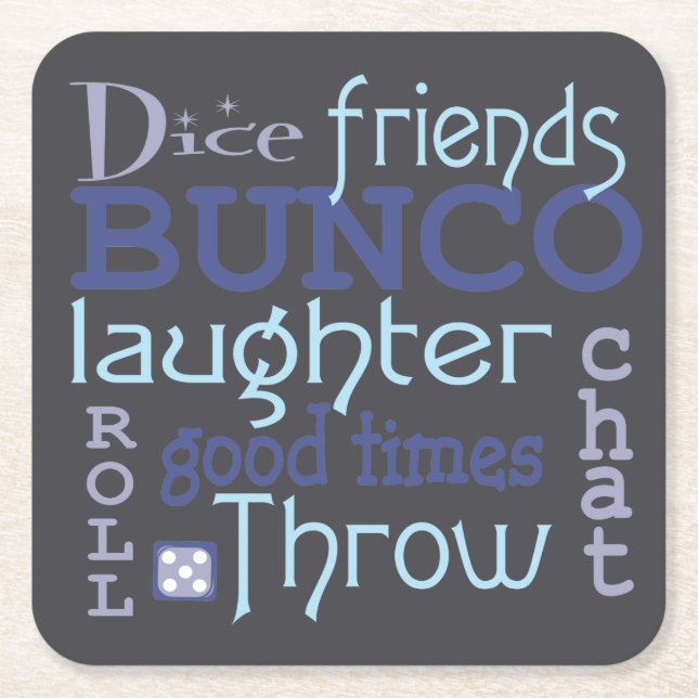 Bunco Spaß-Spiel-NachtParty Rechteckiger Pappuntersetzer (Vorderseite)