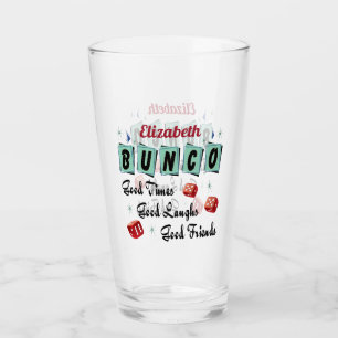 Bunco Spieler-Freund-Monogramm-Retro Würfel Glas