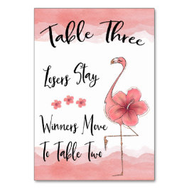 Bunco Table Card #3 Pink Flamingo Fun Tischnummer