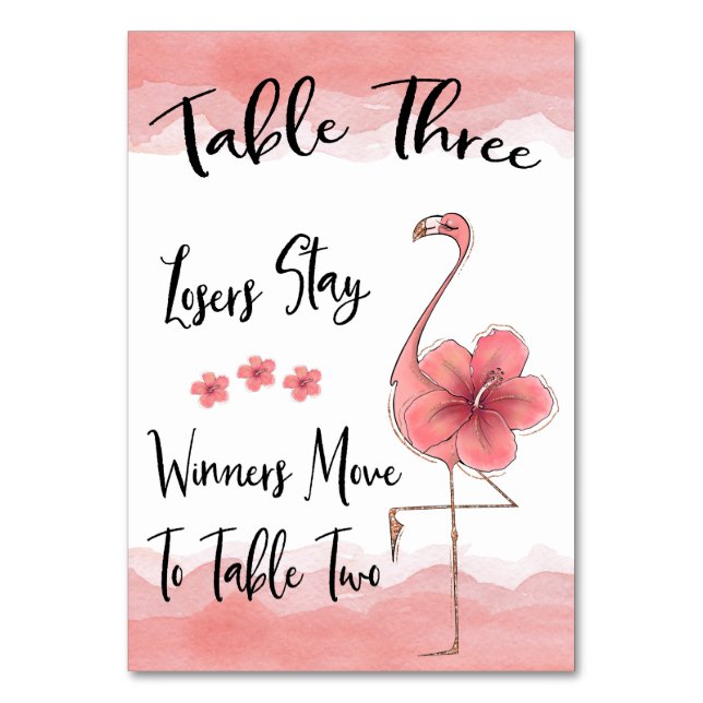 Bunco Table Card #3 Pink Flamingo Fun Tischnummer (Vorderseite)