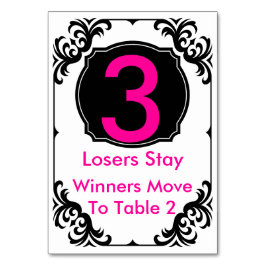 Bunco Table Card rosa und schwarz - #3 Tischnummer