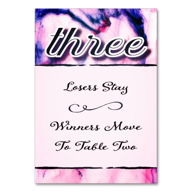 Bunco Table Card Wasserfarbe Drei Tischnummer (Vorderseite)