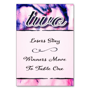 Bunco Table Card Watercolor zwei Tischnummer