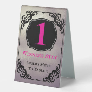 Bunco Table One Card Black Silver Elegante Tabelle Tischaufsteller