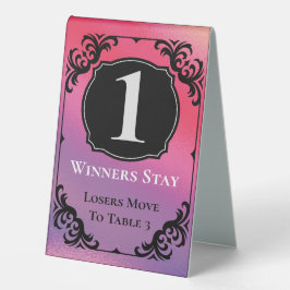 Bunco Table One Card Schwarz-weißes Elegant Tischaufsteller