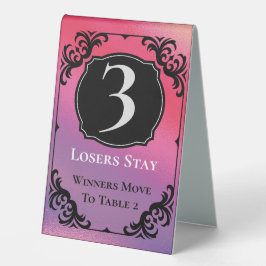 Bunco Table Three Card Schwarz-weißes Elegant Tischaufsteller