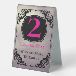 Bunco Table Two Card Black Silver Elegante Tabelle Tischaufsteller